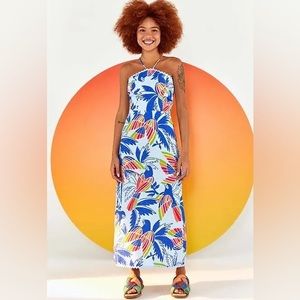 NEW Farm Rio Blue Color Birds Midi Dress